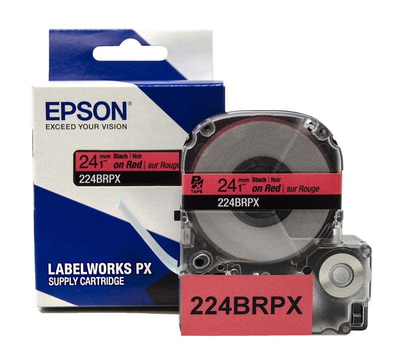 LABELWORKS Epson LABELWORKS 224BRPX PET (Polyester) Tape Cartridge - Black on Red Label Maker Tape - 1"" (24MM) Wide  30' - Image 5